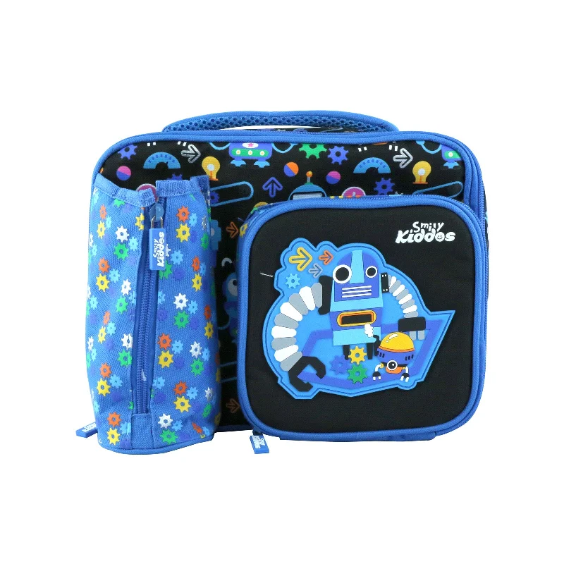 Soft - sided lunch bags with padded shoulder straps for comfortable carryingSmily Multi Compartment Lunch Bag Blue Soft - sided lunch bags with padded shoulder straps for comfortable carryingSmily Multi Compartment Lunch Bag Blue