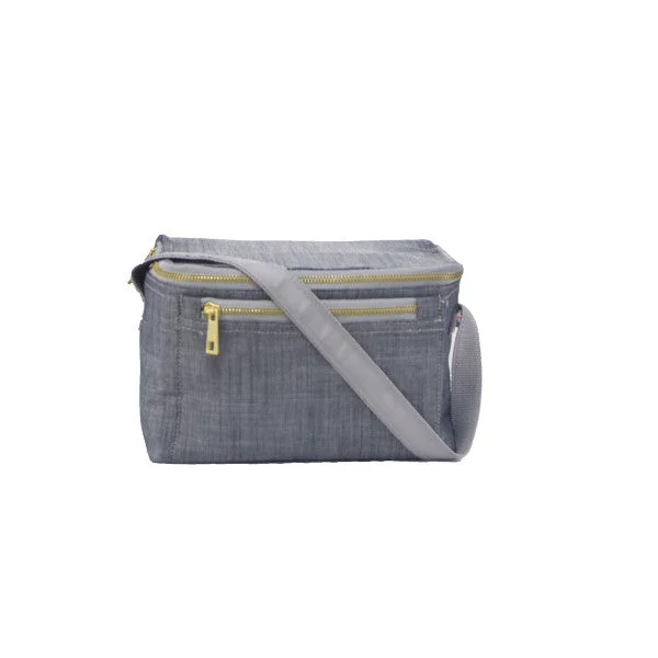 Designer lunch bags with a high - end brand logo for luxury usersGray Chambray Bucket Lunchbox Designer lunch bags with a high - end brand logo for luxury usersGray Chambray Bucket Lunchbox