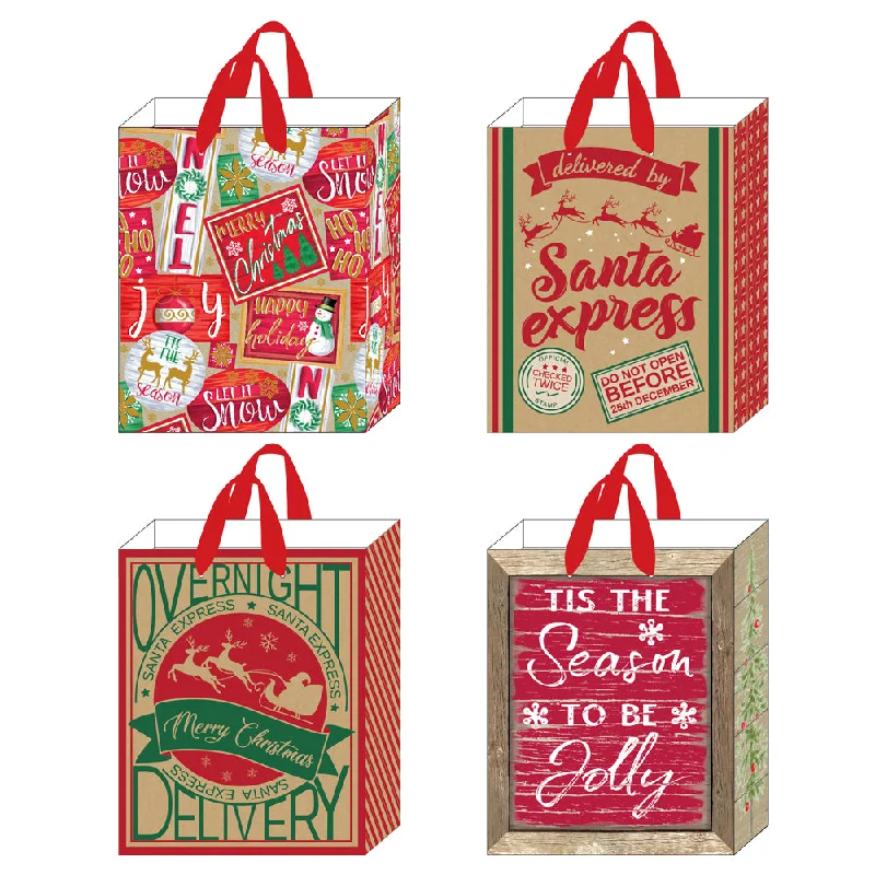 Floral - printed shopping and gift bags with a drawstring top for a feminine lookSuper Christmas Signs Printed Bag, 4 Designs Floral - printed shopping and gift bags with a drawstring top for a feminine lookSuper Christmas Signs Printed Bag, 4 Designs