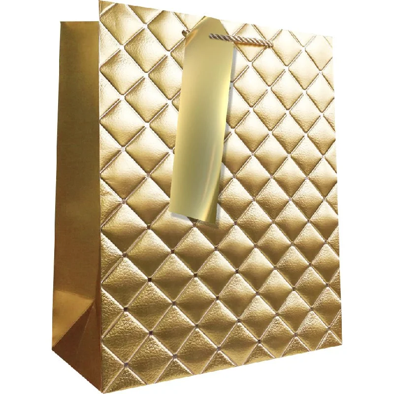Large - capacity plastic shopping and gift bags with reinforced handles for bulk purchasesGold Quilt Medium Gift Bag Large - capacity plastic shopping and gift bags with reinforced handles for bulk purchasesGold Quilt Medium Gift Bag