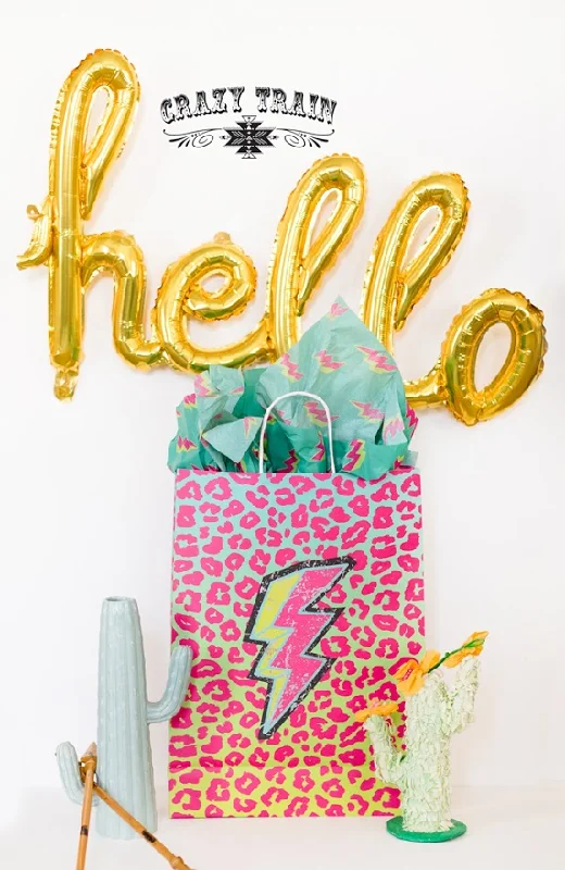 Quilted shopping and gift bags with a soft texture for delicate giftsLARGE Bolt Leopard Swag Gift Bag Quilted shopping and gift bags with a soft texture for delicate giftsLARGE Bolt Leopard Swag Gift Bag