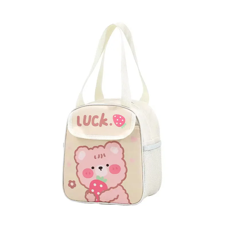 Reusable silicone lunch bags with a snap - lock closure for eco - friendly usersCute Design Lunch Bag with Front Pocket for Kids (Bear Cream) Reusable silicone lunch bags with a snap - lock closure for eco - friendly usersCute Design Lunch Bag with Front Pocket for Kids (Bear Cream)
