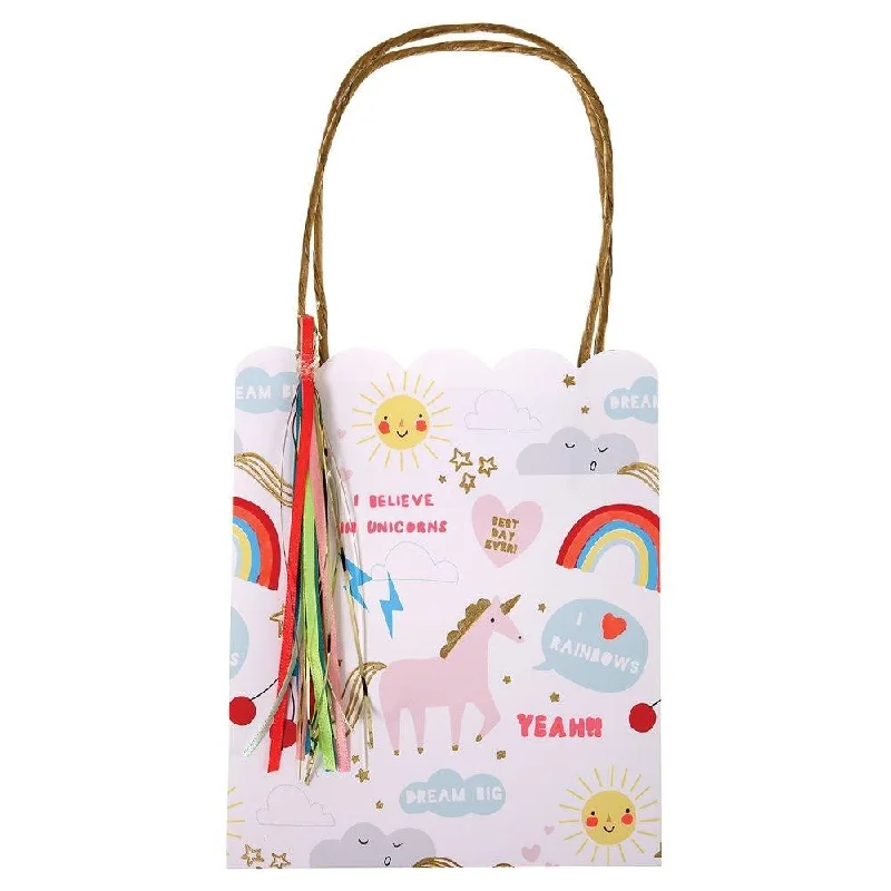 Metallic foil shopping and gift bags with holographic effects for festive occasionsI Believe In Unicorns Party Bags Metallic foil shopping and gift bags with holographic effects for festive occasionsI Believe In Unicorns Party Bags