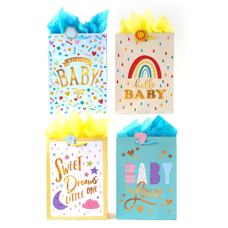 Transparent PVC shopping and gift bags with a decorative ribbon for visibility of contentsExtra Large Hello Sweet Baby Printed Bag, 4 Designs Transparent PVC shopping and gift bags with a decorative ribbon for visibility of contentsExtra Large Hello Sweet Baby Printed Bag, 4 Designs