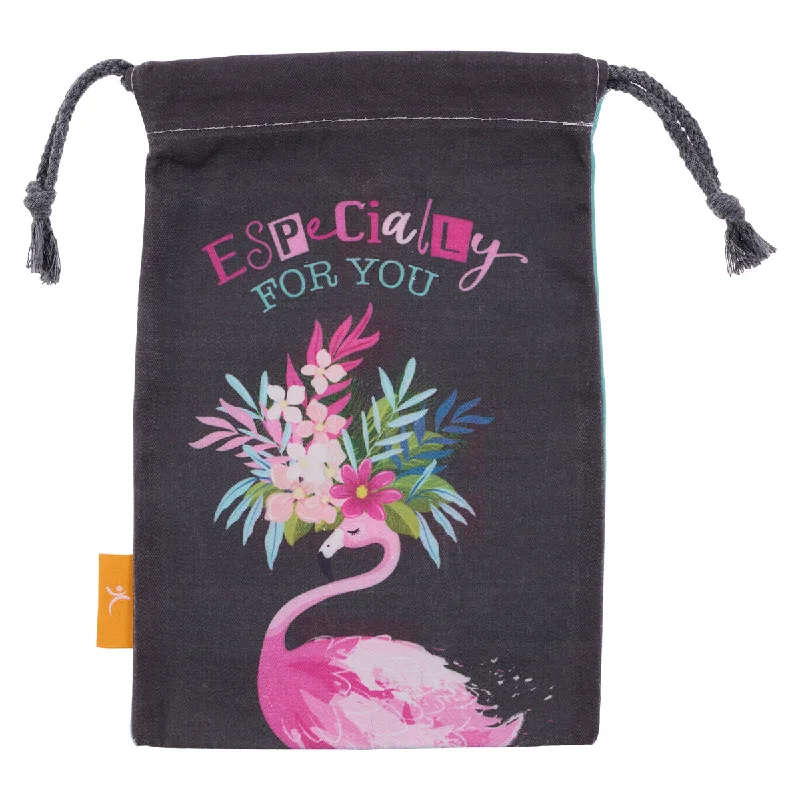 Floral - printed shopping and gift bags with a drawstring top for a feminine lookEspecially For You Flamingo Small Cotton Drawstring Bag Floral - printed shopping and gift bags with a drawstring top for a feminine lookEspecially For You Flamingo Small Cotton Drawstring Bag