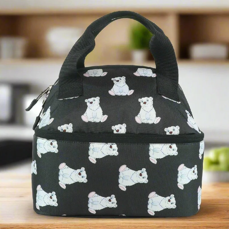 Foldable lunch bags with a compact design for easy storage at homeSmily Kiddos Double Decker Lunch Bag Panda Theme - Black LxWxH :25.5 X 17 X 20 CM Foldable lunch bags with a compact design for easy storage at homeSmily Kiddos Double Decker Lunch Bag Panda Theme - Black LxWxH :25.5 X 17 X 20 CM
