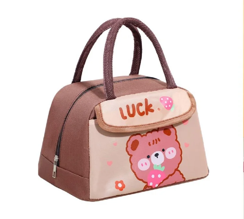 Reusable silicone lunch bags with a snap - lock closure for eco - friendly usersCute Design Lunch Bag with Front Pocket for Kids (Bear Brown) Reusable silicone lunch bags with a snap - lock closure for eco - friendly usersCute Design Lunch Bag with Front Pocket for Kids (Bear Brown)