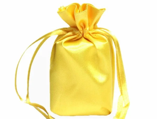 Leatherette shopping and gift bags with a zipper closure for security6x9 Gold Elegant Satin Bags - 12 pcs