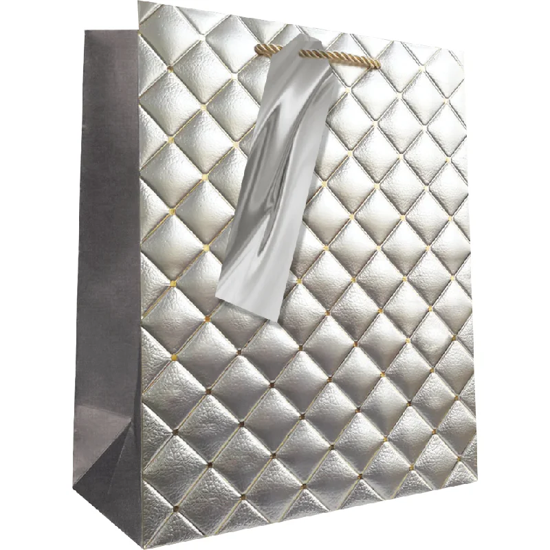 Miniature shopping and gift bags made of satin for small trinkets and jewelrySilver Quilted Medium Gift Bag Miniature shopping and gift bags made of satin for small trinkets and jewelrySilver Quilted Medium Gift Bag