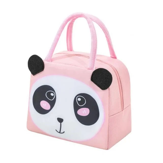 Soft - sided lunch bags with padded shoulder straps for comfortable carryingCute 3d design Animal Printed Insulated Lunch bag for kids (Pink Panda) Soft - sided lunch bags with padded shoulder straps for comfortable carryingCute 3d design Animal Printed Insulated Lunch bag for kids (Pink Panda)