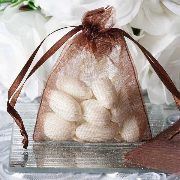 Monogrammed shopping and gift bags with personalized initials for a unique touch3"x4" Chocolate Organza Jewellery Wedding Birthday Party Favor Gift Drawstring Pouches Bags - 10/pk Monogrammed shopping and gift bags with personalized initials for a unique touch3"x4" Chocolate Organza Jewellery Wedding Birthday Party Favor Gift Drawstring Pouches Bags - 10/pk