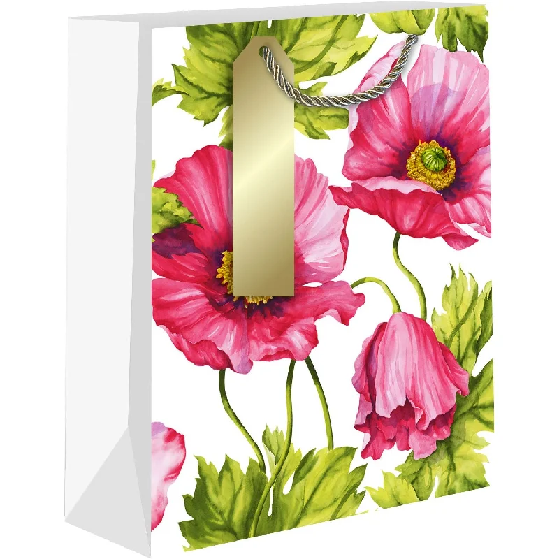 Luxury leather shopping and gift bags with gold - plated hardware for high - end presentsPink Poppies Small Gift Bag Luxury leather shopping and gift bags with gold - plated hardware for high - end presentsPink Poppies Small Gift Bag