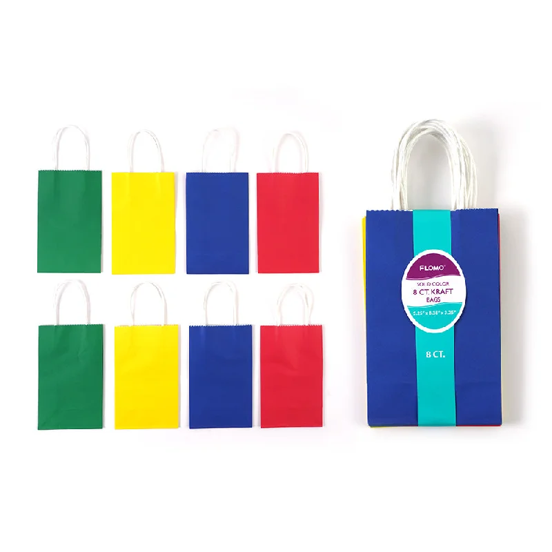 Metallic foil shopping and gift bags with holographic effects for festive occasions8Pk Narrow Medium Primary Colors Kraft Bag Metallic foil shopping and gift bags with holographic effects for festive occasions8Pk Narrow Medium Primary Colors Kraft Bag