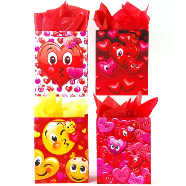 Magnetic - closure shopping and gift bags made of velvet for eleganceExtra Large Emoji Valentine Matte Gift Bag 4 Designs Magnetic - closure shopping and gift bags made of velvet for eleganceExtra Large Emoji Valentine Matte Gift Bag 4 Designs
