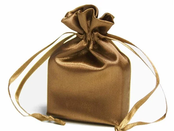 Transparent PVC shopping and gift bags with a decorative ribbon for visibility of contents4x6 Antique Gold Elegant Satin Bags - 12 pcs Transparent PVC shopping and gift bags with a decorative ribbon for visibility of contents4x6 Antique Gold Elegant Satin Bags - 12 pcs
