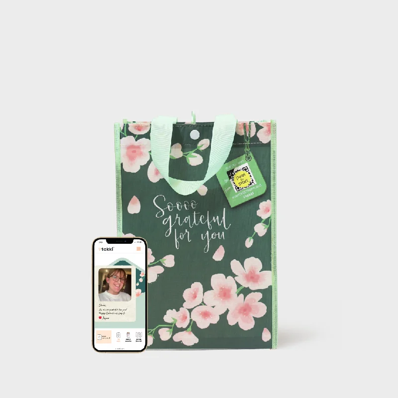 Monogrammed shopping and gift bags with personalized initials for a unique touchSo Grateful | Medium | Reusable Gift Bag + QR Greeting Card Monogrammed shopping and gift bags with personalized initials for a unique touchSo Grateful | Medium | Reusable Gift Bag + QR Greeting Card