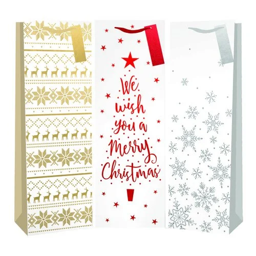 Quilted shopping and gift bags with a soft texture for delicate giftsChristmas Gift Bag - Bottle Deluxe White Quilted shopping and gift bags with a soft texture for delicate giftsChristmas Gift Bag - Bottle Deluxe White