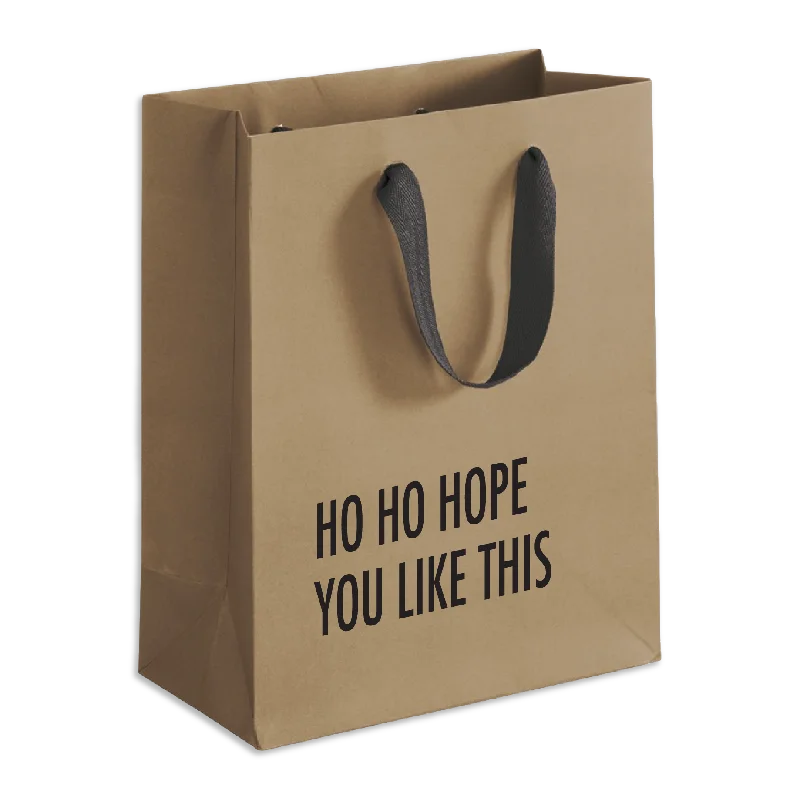 Colorful paper shopping and gift bags with intricate embossed patterns for party favorsHo Ho Hope Christmas Gift Bag Colorful paper shopping and gift bags with intricate embossed patterns for party favorsHo Ho Hope Christmas Gift Bag