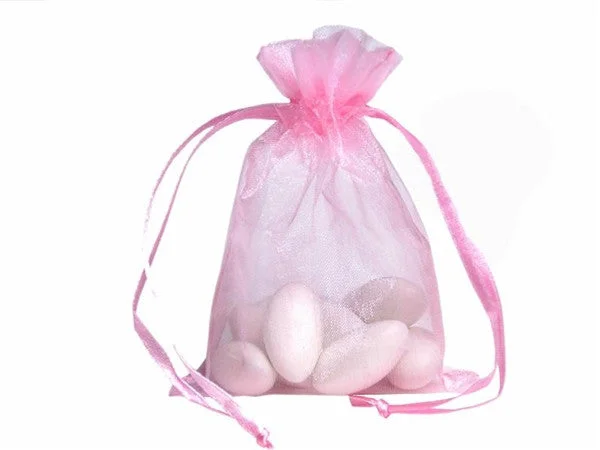 Vintage - style fabric shopping and gift bags with lace trim for a romantic touch5x7 Pink Sheer Organza Bags -10 pcs Vintage - style fabric shopping and gift bags with lace trim for a romantic touch5x7 Pink Sheer Organza Bags -10 pcs