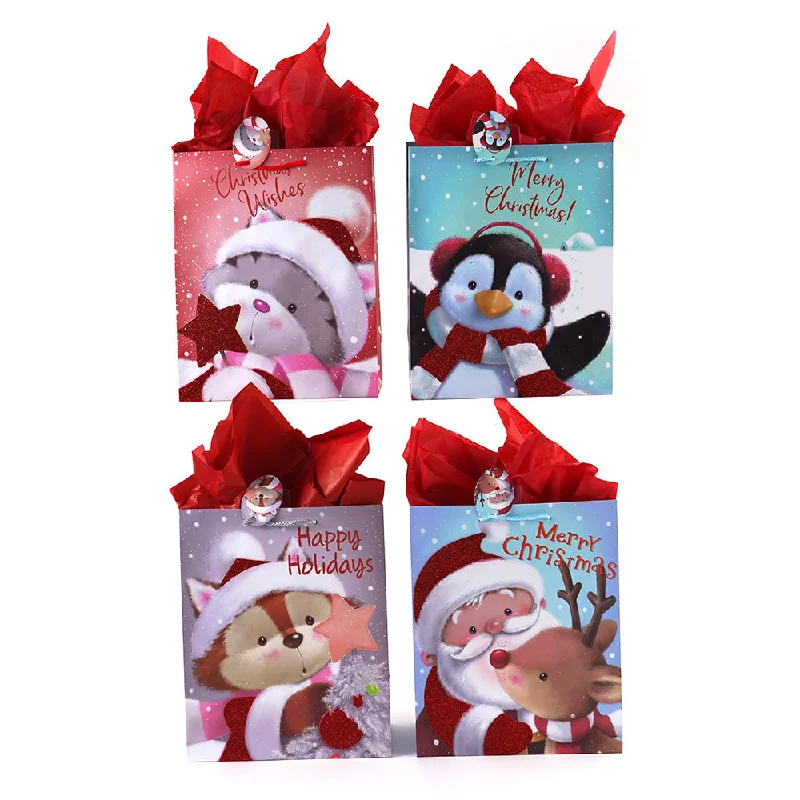 Hand - painted ceramic shopping and gift bags for artisanal giftsLarge Christmas Cutie Party Glitter Bag, 4 Designs Hand - painted ceramic shopping and gift bags for artisanal giftsLarge Christmas Cutie Party Glitter Bag, 4 Designs