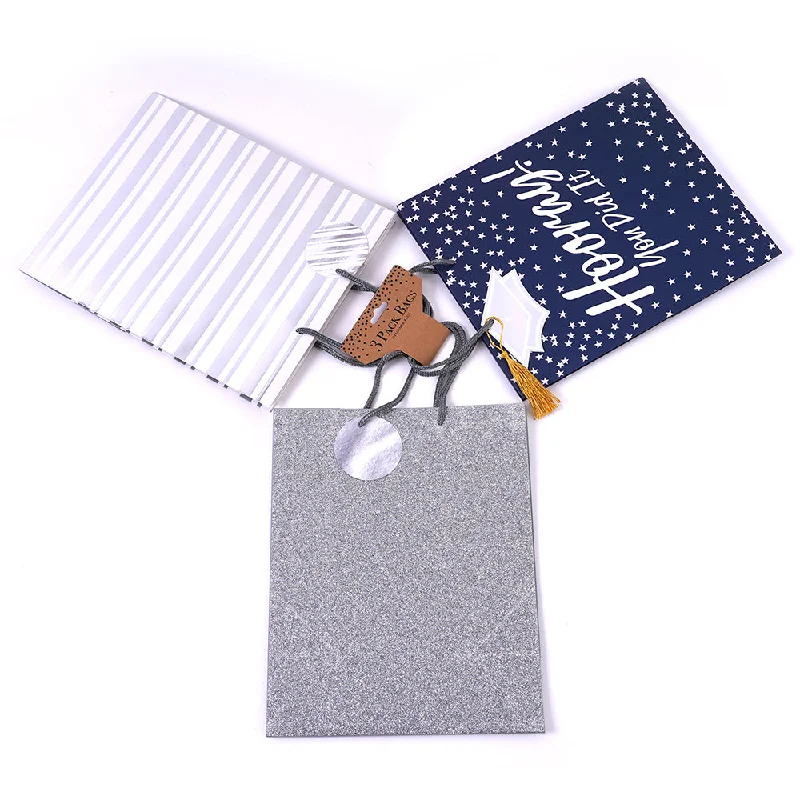 Monogrammed shopping and gift bags with personalized initials for a unique touchGraduation-3Pk - Large Hooray! You Did It Glitter/ Hot Stamp/Tag W/Mylar Tassle Gift Bags Monogrammed shopping and gift bags with personalized initials for a unique touchGraduation-3Pk - Large Hooray! You Did It Glitter/ Hot Stamp/Tag W/Mylar Tassle Gift Bags