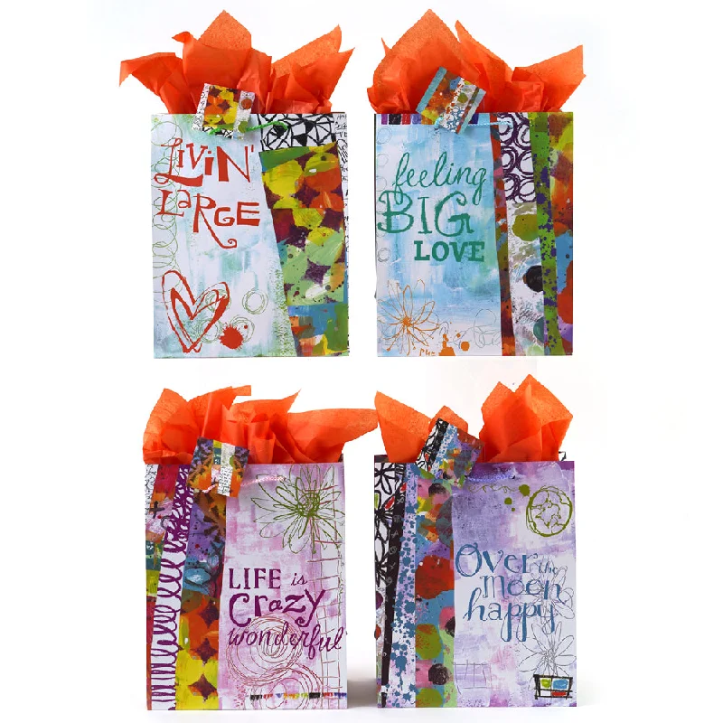 Retro - inspired shopping and gift bags with a bold color palette for nostalgiaLarge Inspire Me Printed Bag, 4 Designs Retro - inspired shopping and gift bags with a bold color palette for nostalgiaLarge Inspire Me Printed Bag, 4 Designs