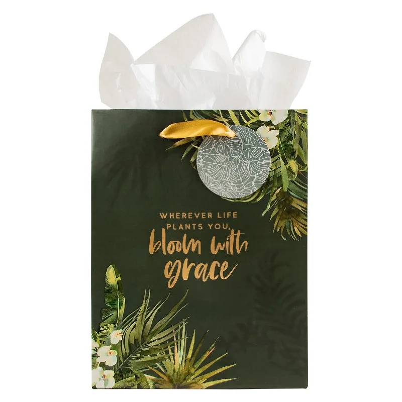 Luxury leather shopping and gift bags with gold - plated hardware for high - end presentsWhere Life Plants You Bloom With Grace Medium Gift Bag With Gift Tag Luxury leather shopping and gift bags with gold - plated hardware for high - end presentsWhere Life Plants You Bloom With Grace Medium Gift Bag With Gift Tag