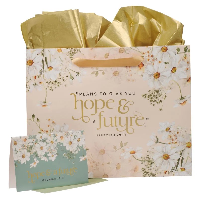 Floral - printed shopping and gift bags with a drawstring top for a feminine lookI Know the Plans Large Landscape Gift Bag with Card Floral - printed shopping and gift bags with a drawstring top for a feminine lookI Know the Plans Large Landscape Gift Bag with Card