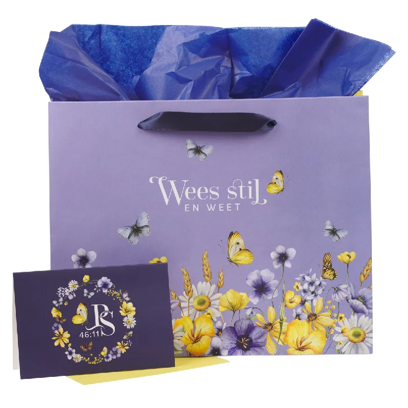 Quilted shopping and gift bags with a soft texture for delicate giftsWees Stil en Weet Afrikaans Large Landscape Gift Bag with Card Quilted shopping and gift bags with a soft texture for delicate giftsWees Stil en Weet Afrikaans Large Landscape Gift Bag with Card