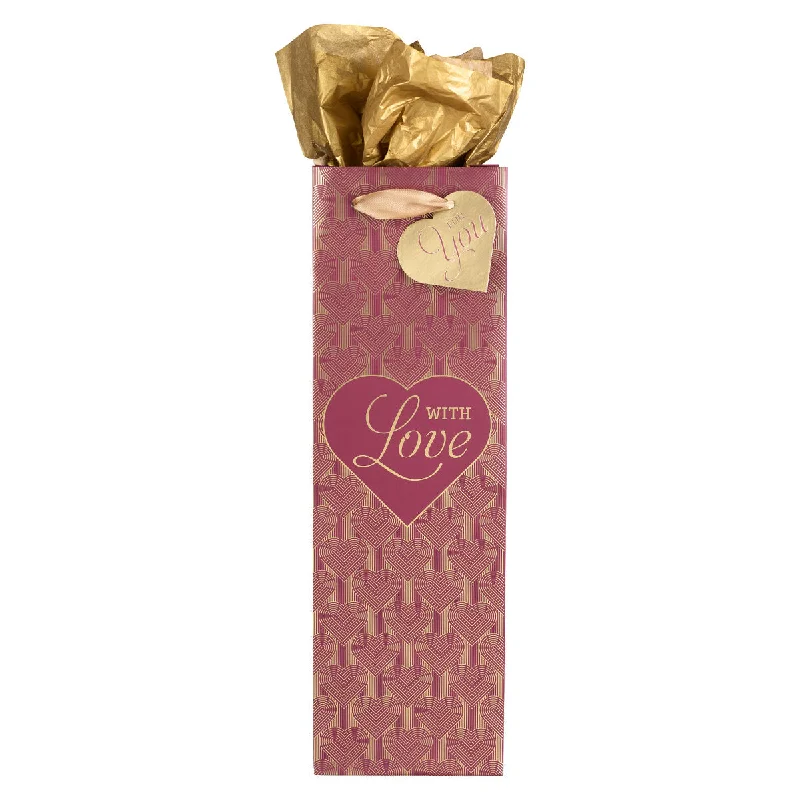 Floral - printed shopping and gift bags with a drawstring top for a feminine lookWith Love Bottle Gift Bag