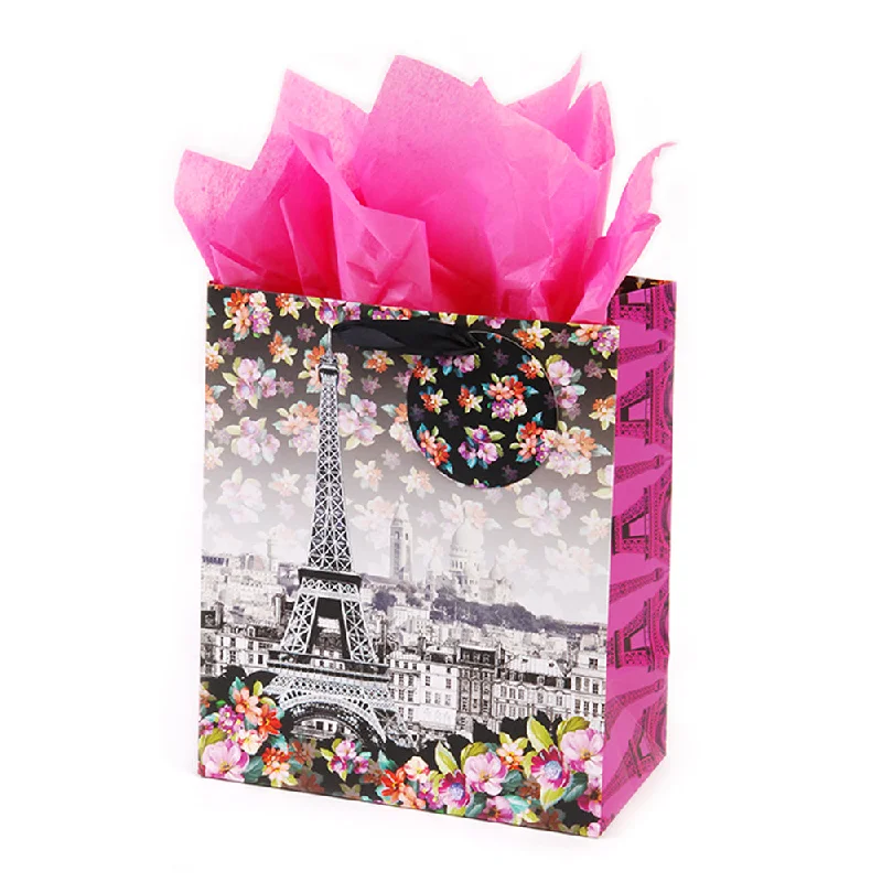 Leatherette shopping and gift bags with a zipper closure for securityIcoloris Grande (Large) Meet Me In Paris Printed On Iridescent Paper Gift Bag, 1 Design Leatherette shopping and gift bags with a zipper closure for securityIcoloris Grande (Large) Meet Me In Paris Printed On Iridescent Paper Gift Bag, 1 Design