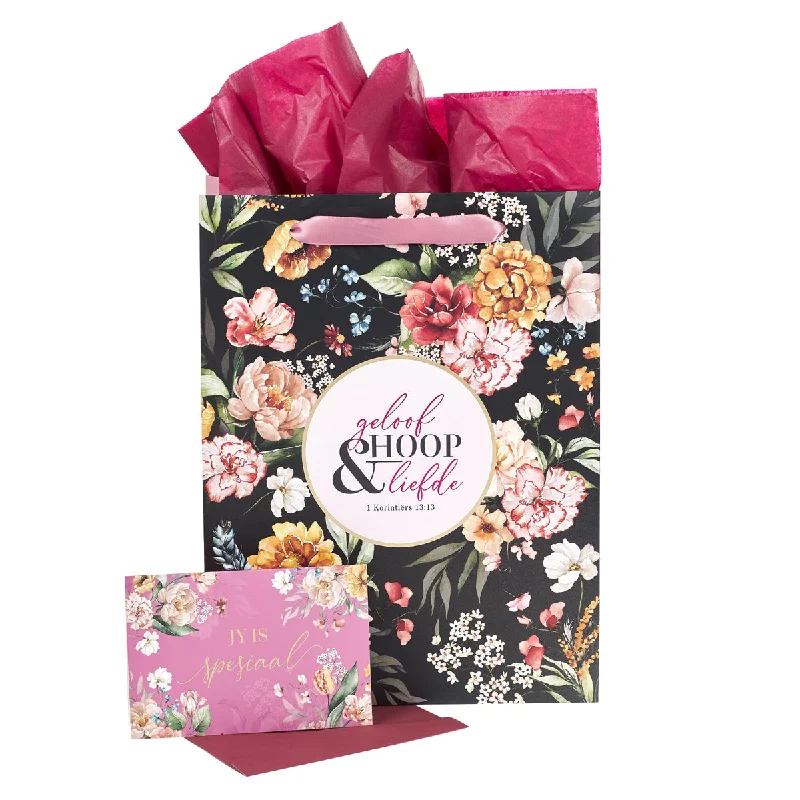 Retro - inspired shopping and gift bags with a bold color palette for nostalgiaGeloof Hoop en Liefde Afrikaans Portrait Gift Bag with Card Retro - inspired shopping and gift bags with a bold color palette for nostalgiaGeloof Hoop en Liefde Afrikaans Portrait Gift Bag with Card