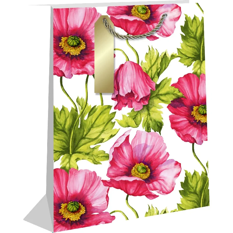 Quilted shopping and gift bags with a soft texture for delicate giftsPink Poppies Medium Gift Bag Quilted shopping and gift bags with a soft texture for delicate giftsPink Poppies Medium Gift Bag
