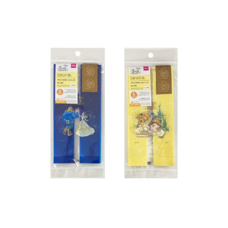 Leatherette shopping and gift bags with a zipper closure for securityClear Gusset Bag Beauty and the Beast