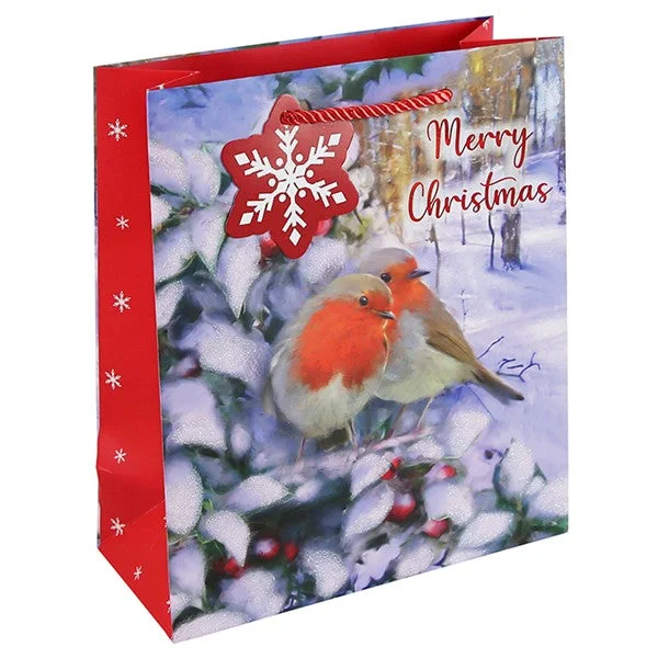 Monogrammed shopping and gift bags with personalized initials for a unique touchChristmas Gift Bag - Medium Robin Monogrammed shopping and gift bags with personalized initials for a unique touchChristmas Gift Bag - Medium Robin