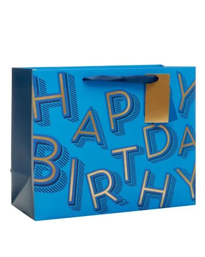 Reusable canvas shopping and gift bags with custom - printed logos for corporate giftsGift Bag Large - Blue Happy Birthday