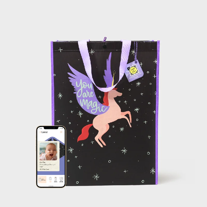 Quilted shopping and gift bags with a soft texture for delicate giftsYou Are Magic | Extra-Large | Reusable Gift Bag + QR Greeting Card Quilted shopping and gift bags with a soft texture for delicate giftsYou Are Magic | Extra-Large | Reusable Gift Bag + QR Greeting Card