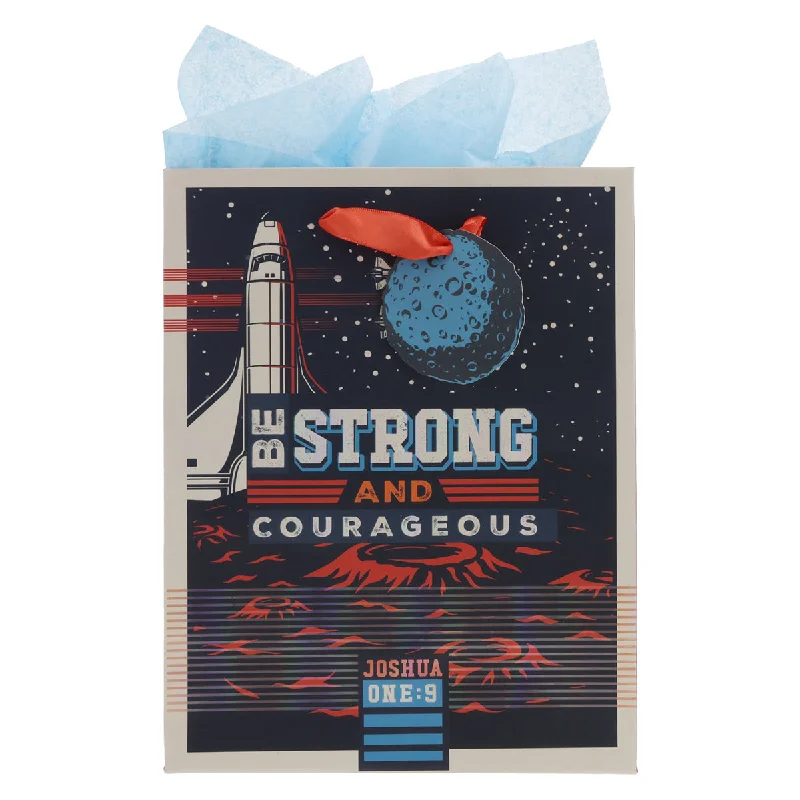 Reusable canvas shopping and gift bags with custom - printed logos for corporate giftsBe Strong and Courageous Medium Gift Bag with Gift Tag Reusable canvas shopping and gift bags with custom - printed logos for corporate giftsBe Strong and Courageous Medium Gift Bag with Gift Tag