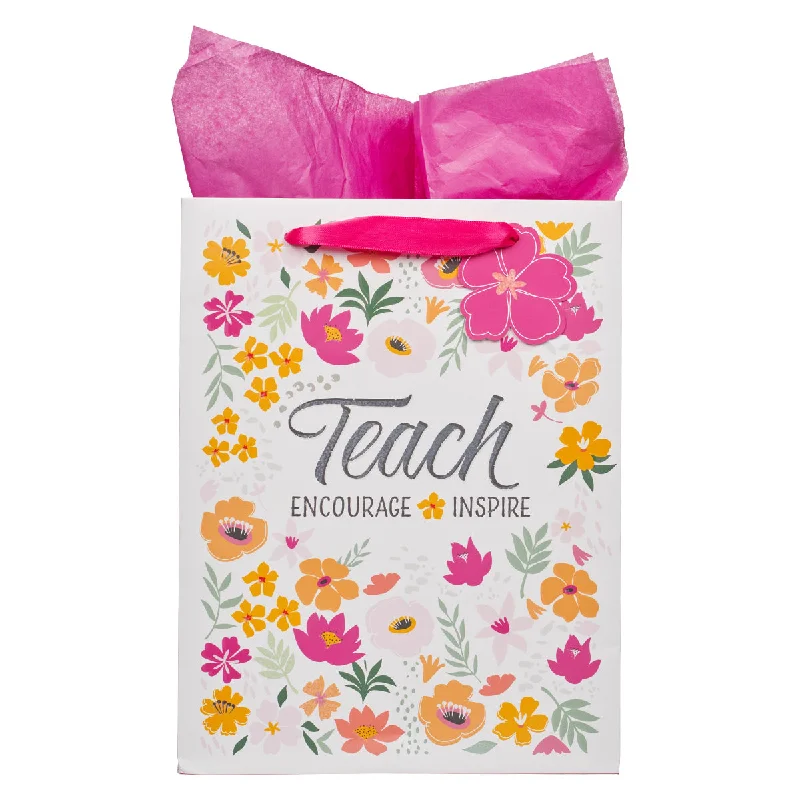 Cartoon - themed paper shopping and gift bags for kids' presentsTeach Encourage Inspire, the Lord Your God is with You Large Portrait Gift Bag with Gift Tag Cartoon - themed paper shopping and gift bags for kids' presentsTeach Encourage Inspire, the Lord Your God is with You Large Portrait Gift Bag with Gift Tag