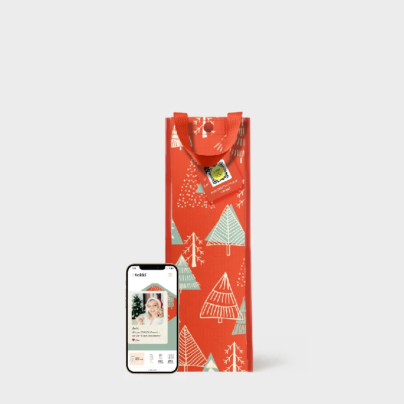 Sparkly sequined shopping and gift bags for glamorous eventsFestive Forest | Wine | Reusable Gift Bag + QR Greeting Card Sparkly sequined shopping and gift bags for glamorous eventsFestive Forest | Wine | Reusable Gift Bag + QR Greeting Card