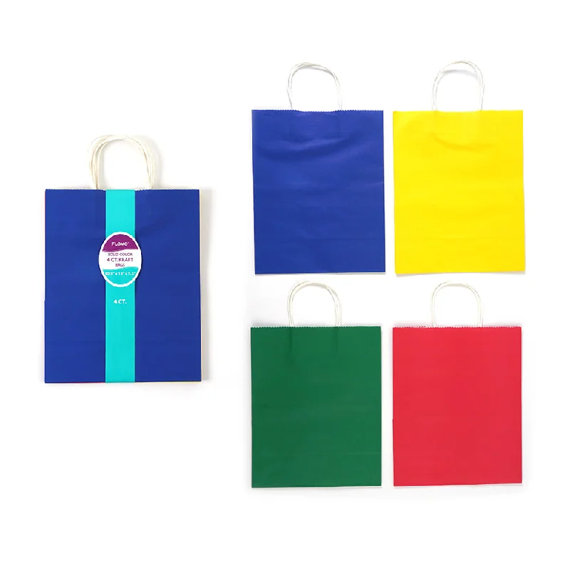 Large - capacity plastic shopping and gift bags with reinforced handles for bulk purchases4Pk Large Solid Color White Kraft Bag Large - capacity plastic shopping and gift bags with reinforced handles for bulk purchases4Pk Large Solid Color White Kraft Bag