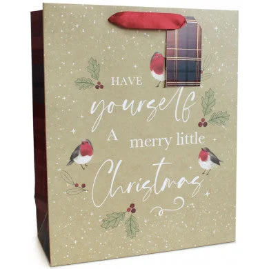 Eco - friendly bamboo shopping and gift bags for sustainable giftingChristmas Gift Bag - Medium Kraft Robin Eco - friendly bamboo shopping and gift bags for sustainable giftingChristmas Gift Bag - Medium Kraft Robin