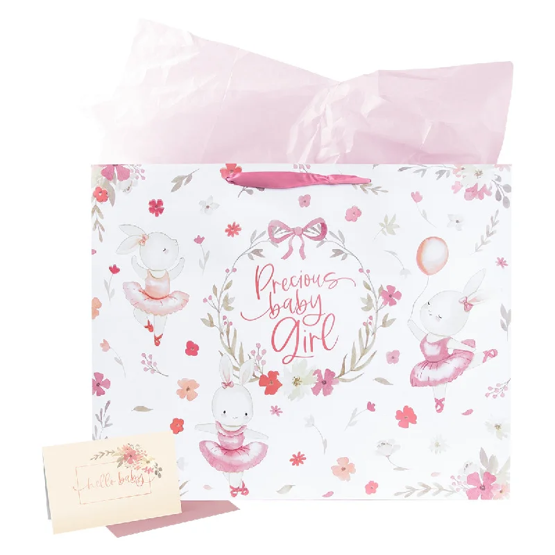 Foldable shopping and gift bags with a compact design for easy storagePrecious Baby Girl Jumbo Gift Bag With Card Foldable shopping and gift bags with a compact design for easy storagePrecious Baby Girl Jumbo Gift Bag With Card