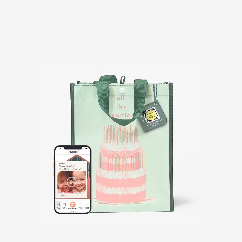 Floral - printed shopping and gift bags with a drawstring top for a feminine lookAll. The. Candles. | Medium | Reusable Gift Bag + QR Greeting Card Floral - printed shopping and gift bags with a drawstring top for a feminine lookAll. The. Candles. | Medium | Reusable Gift Bag + QR Greeting Card