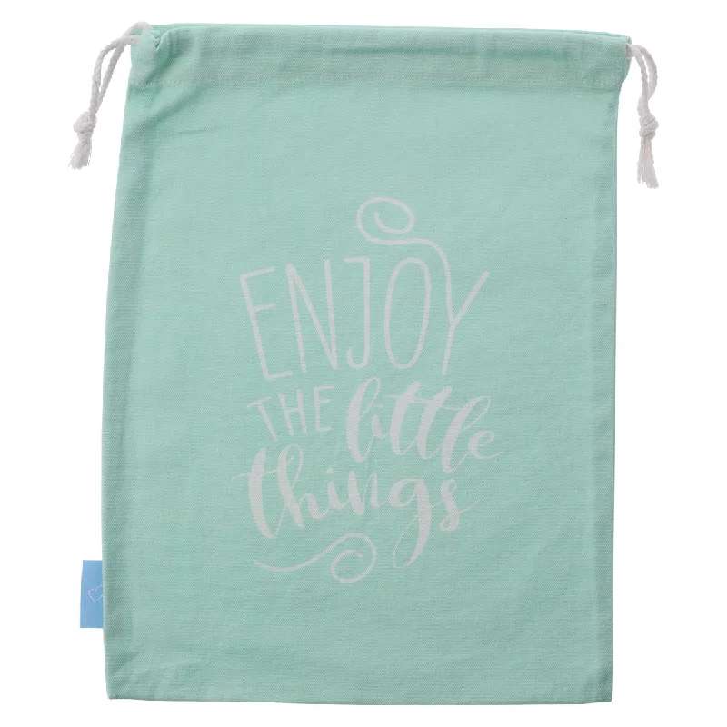 Floral - printed shopping and gift bags with a drawstring top for a feminine lookEnjoy The Little Things Large Cotton Drawstring Bag Floral - printed shopping and gift bags with a drawstring top for a feminine lookEnjoy The Little Things Large Cotton Drawstring Bag