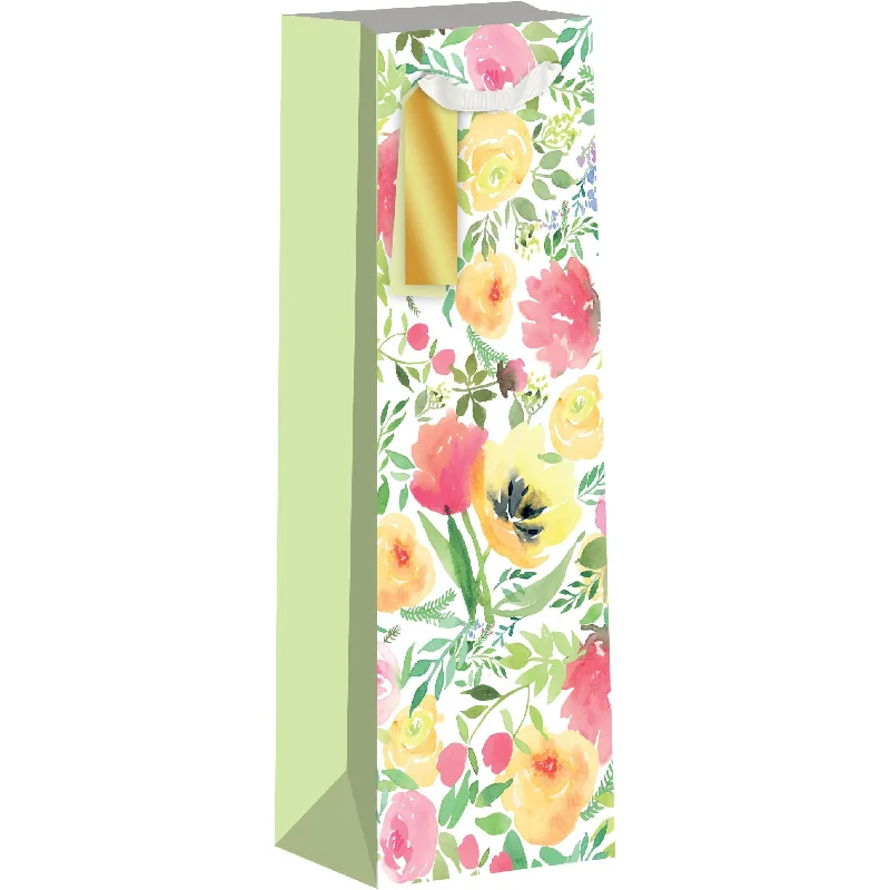 Retro - inspired shopping and gift bags with a bold color palette for nostalgiaWatercolor Florals Bottle Gift Bag Retro - inspired shopping and gift bags with a bold color palette for nostalgiaWatercolor Florals Bottle Gift Bag