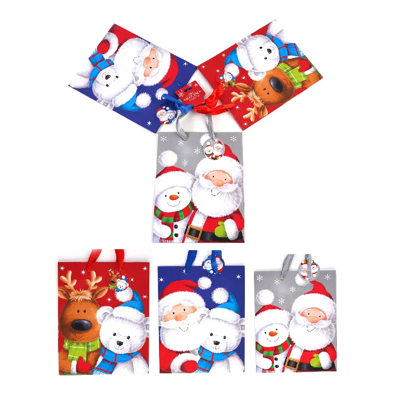 Waterproof nylon shopping and gift bags for outdoor gifts3Pk Large Friends Of Santa Printed Bag, 4 Designs Waterproof nylon shopping and gift bags for outdoor gifts3Pk Large Friends Of Santa Printed Bag, 4 Designs