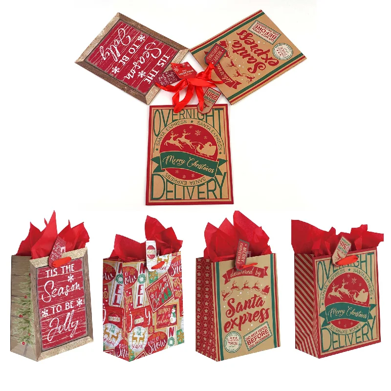 Foldable shopping and gift bags with a compact design for easy storage3Pk Large Christmas Signs Printed Bag, 4 Designs Foldable shopping and gift bags with a compact design for easy storage3Pk Large Christmas Signs Printed Bag, 4 Designs