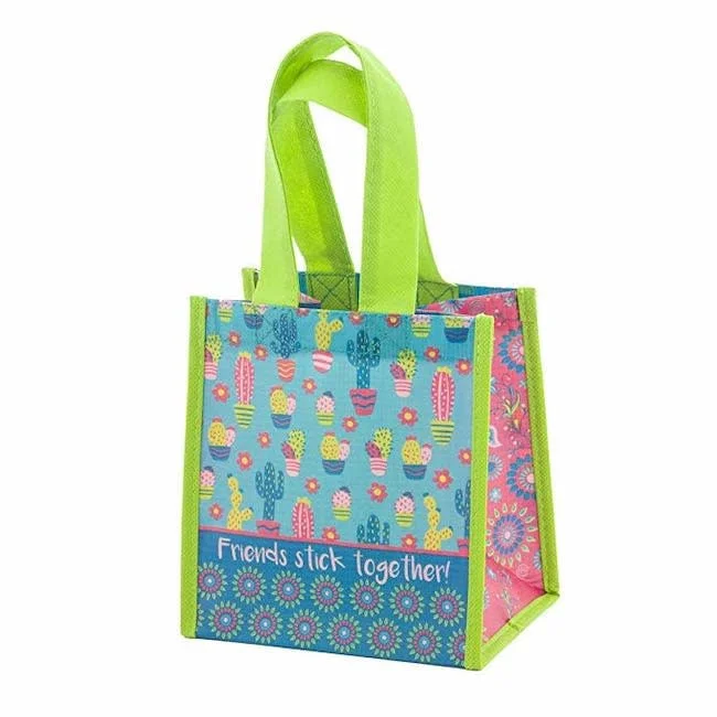Leatherette shopping and gift bags with a zipper closure for securitykarma recycled small gift bag - cactus