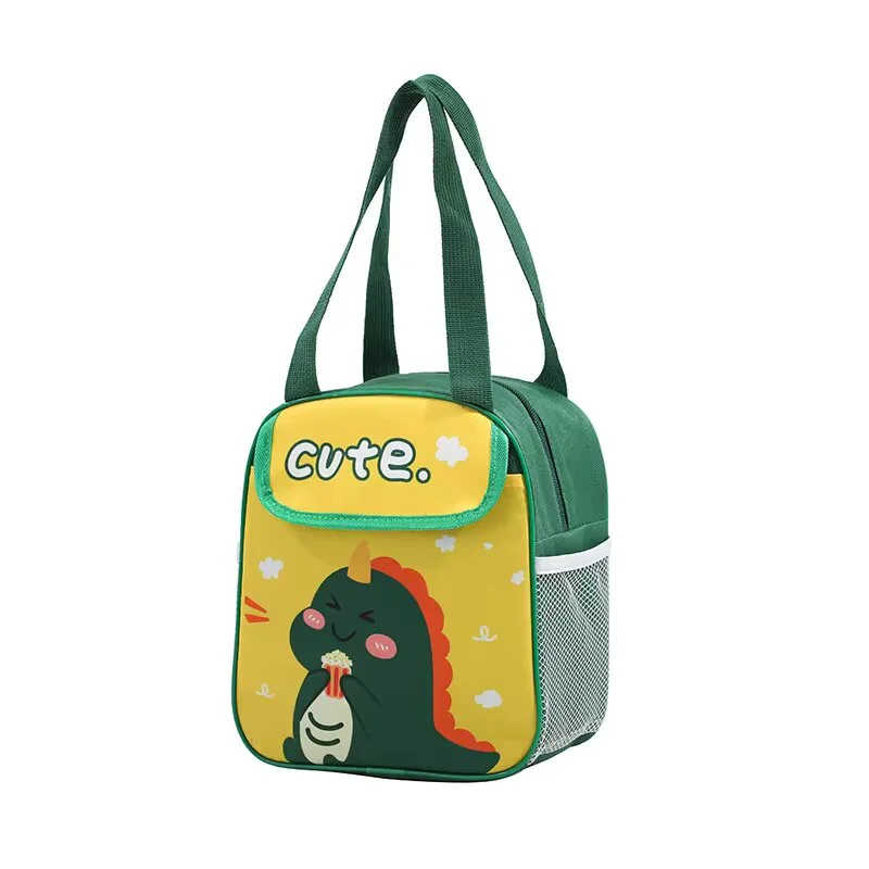 Embroidered lunch bags with floral patterns for a feminine touchCute Design Lunch Bag with Front Pocket for Kids (Dino Green) Embroidered lunch bags with floral patterns for a feminine touchCute Design Lunch Bag with Front Pocket for Kids (Dino Green)